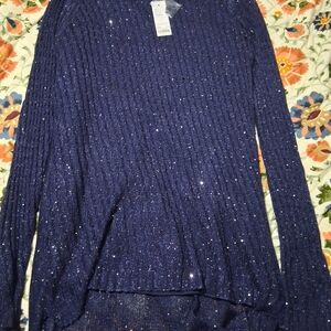 Apt. 9 Navy Blue Sparkle Crew Neck Sweater